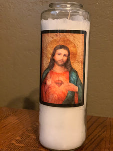 Saint Devotional 6 day glass candles-Sacred Heart 12 per case