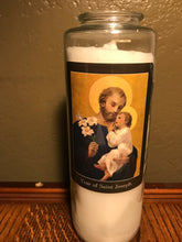 Load image into Gallery viewer, Saint Devotional 6 day glass candles- Saint Joseph 12 per case
